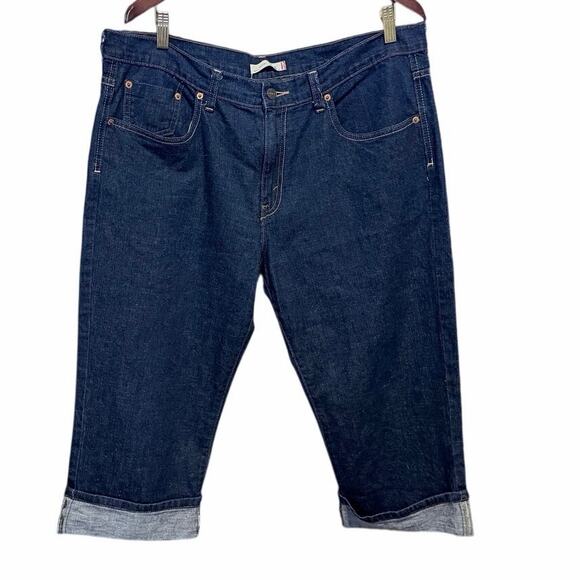 Levi's Pants - Levi’s dark wash denim capri jeans cuffed plus size 16 cotton blend Y2K stretch
